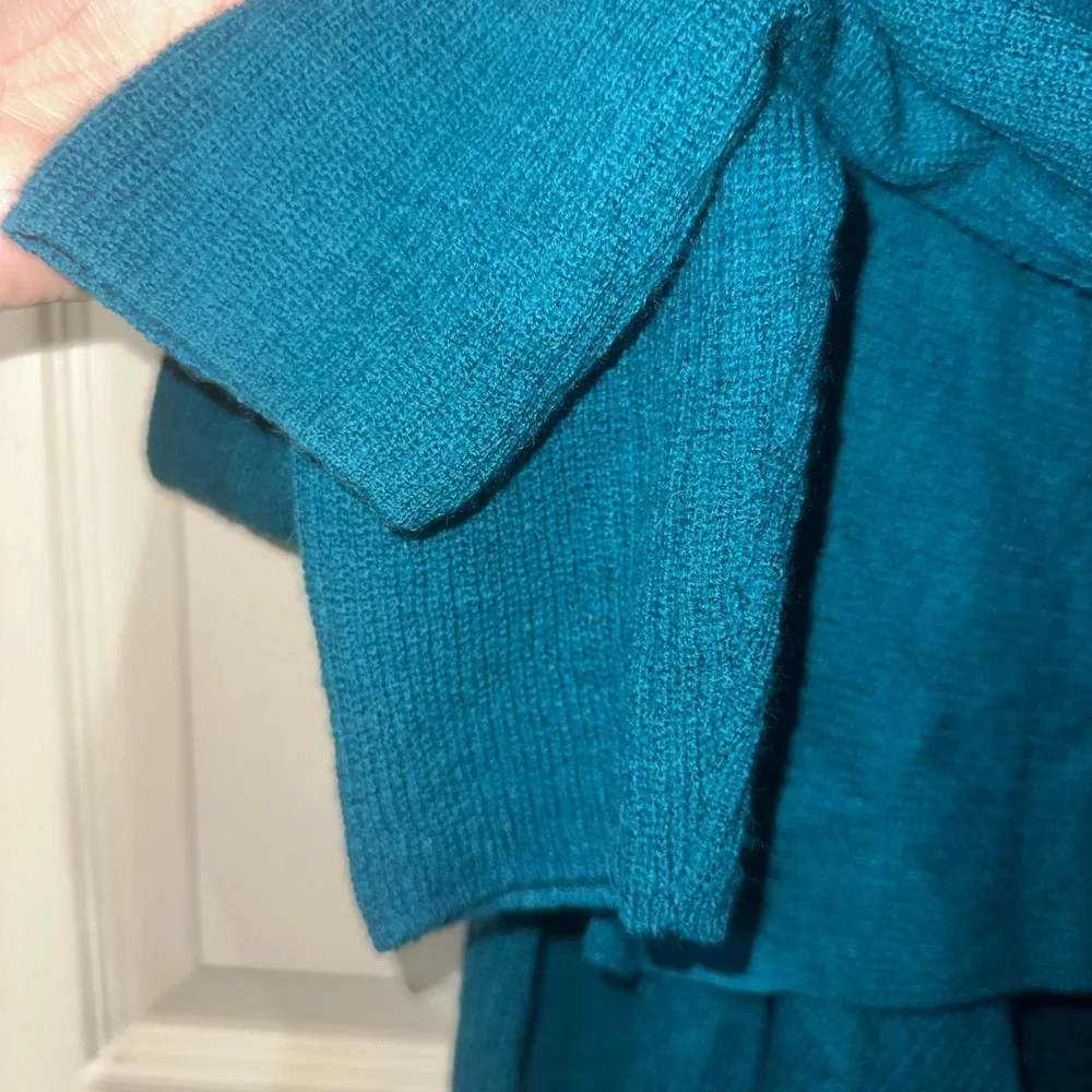 Eileen Fisher Blue Teal Royal Alpaca Women's Open Cardigan